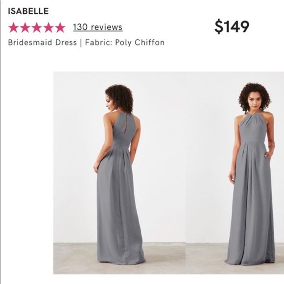 Dove and Dahlia Long, Slate Grey Bridesmaid Dress - Picture 1 of 5